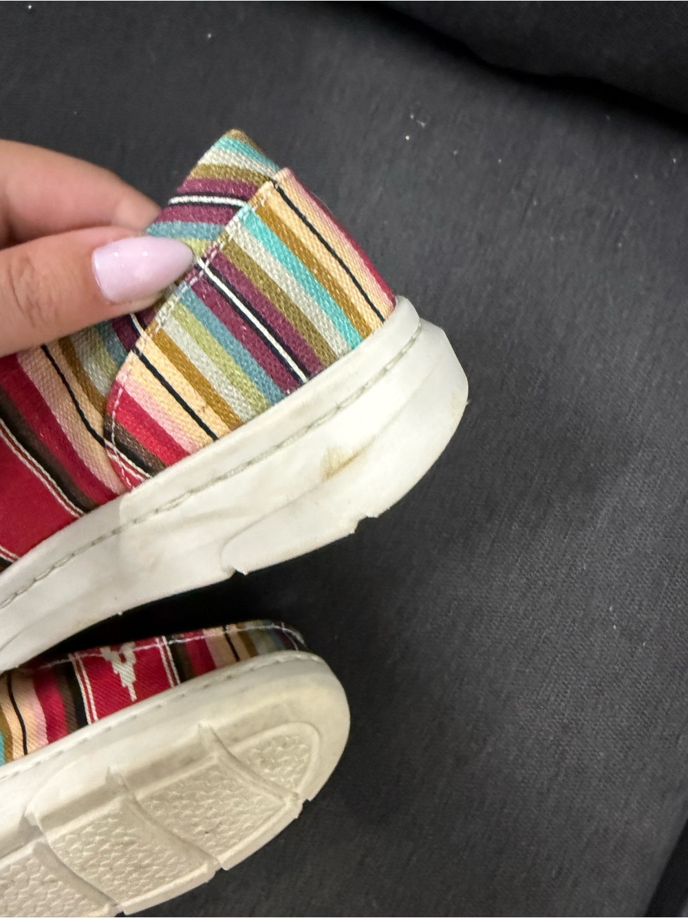 Ariat Striped Slip-On Flats in Red, Pink, Blue, Tan - Picture 3 of 4
